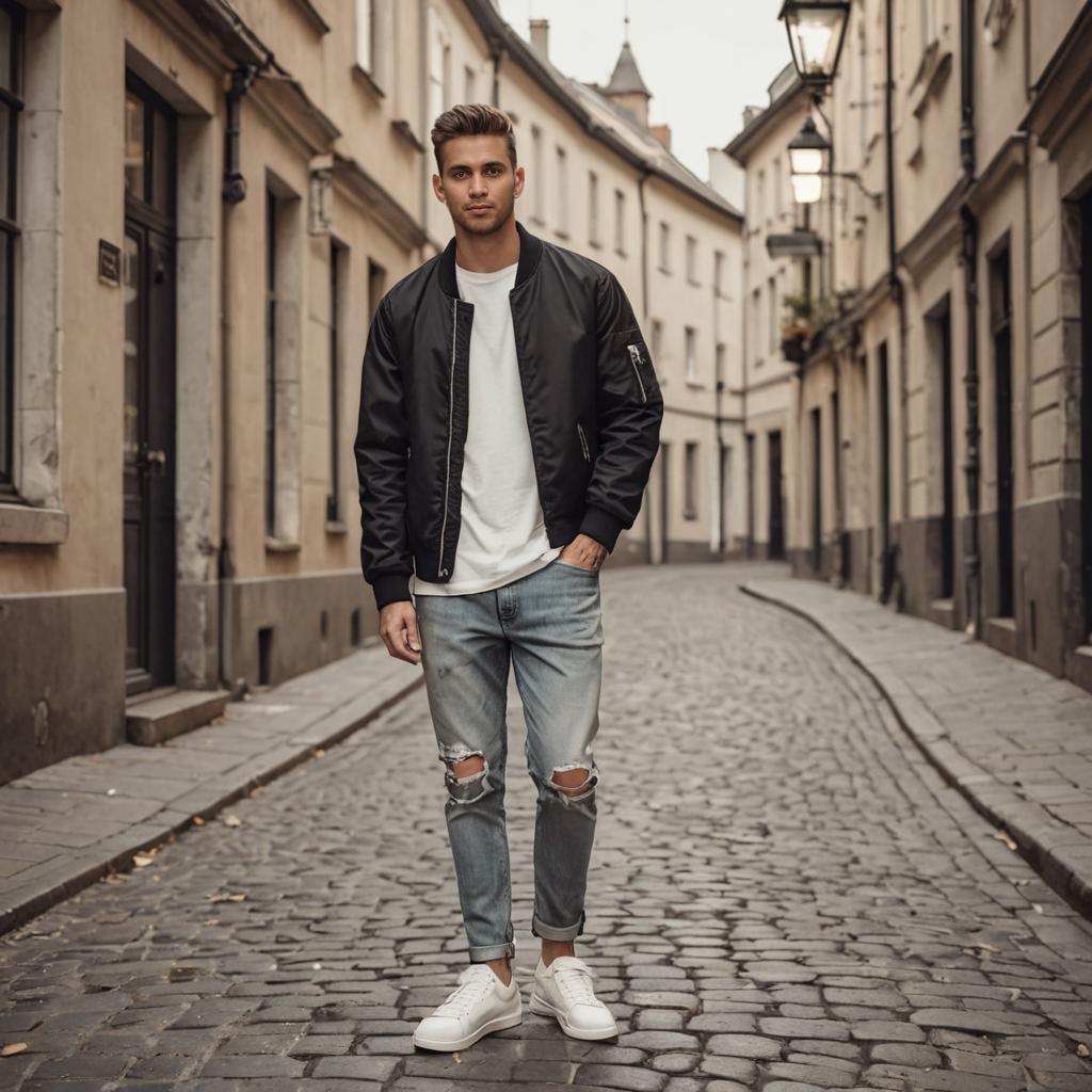 Fashionable Man in Urban Alleyway