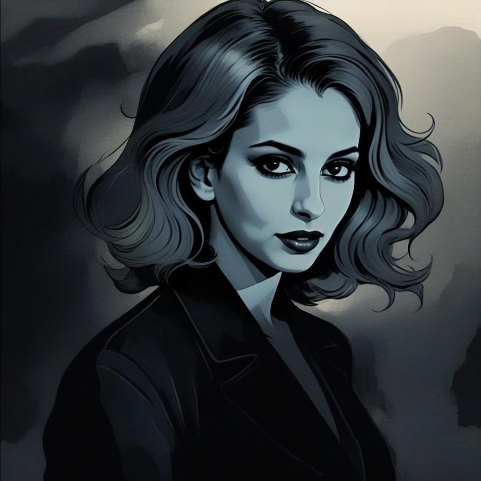 Monochromatic Blue-Gray Portrait of a Woman