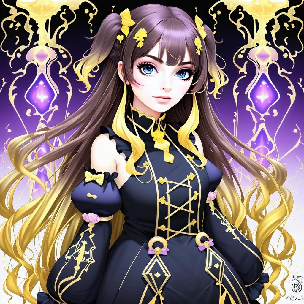 Anya Melfissa 1st Costume Anime Artwork with Black and Yellow Outfit