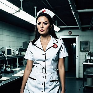 Confident Nurse in Vintage Uniform