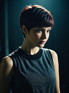 Cinematic Portrait of Woman with Pixie Cut