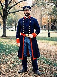 Man in Civil War Era Uniform Costume Full Body Photo