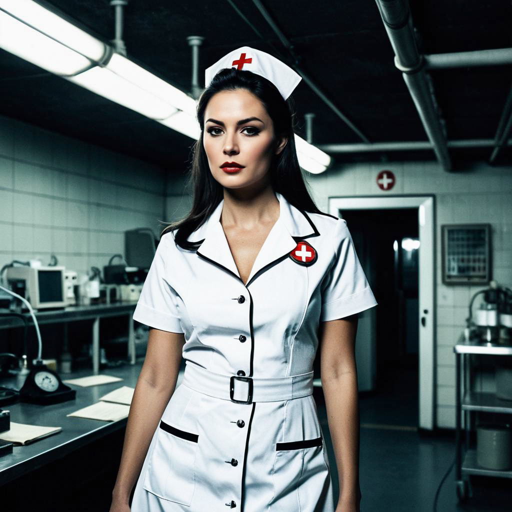 Confident Nurse in Vintage Uniform
