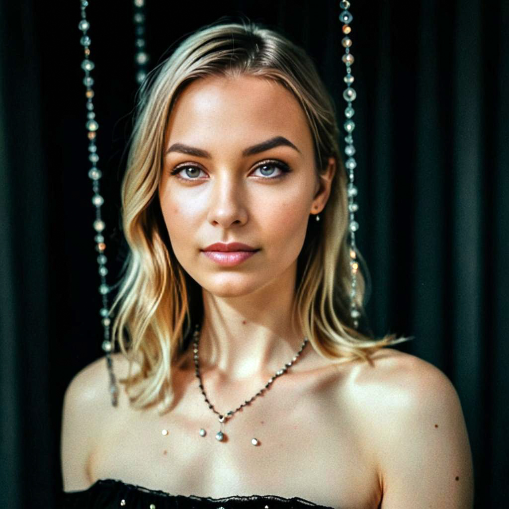 Elegant Woman with Blonde Hair and Necklace