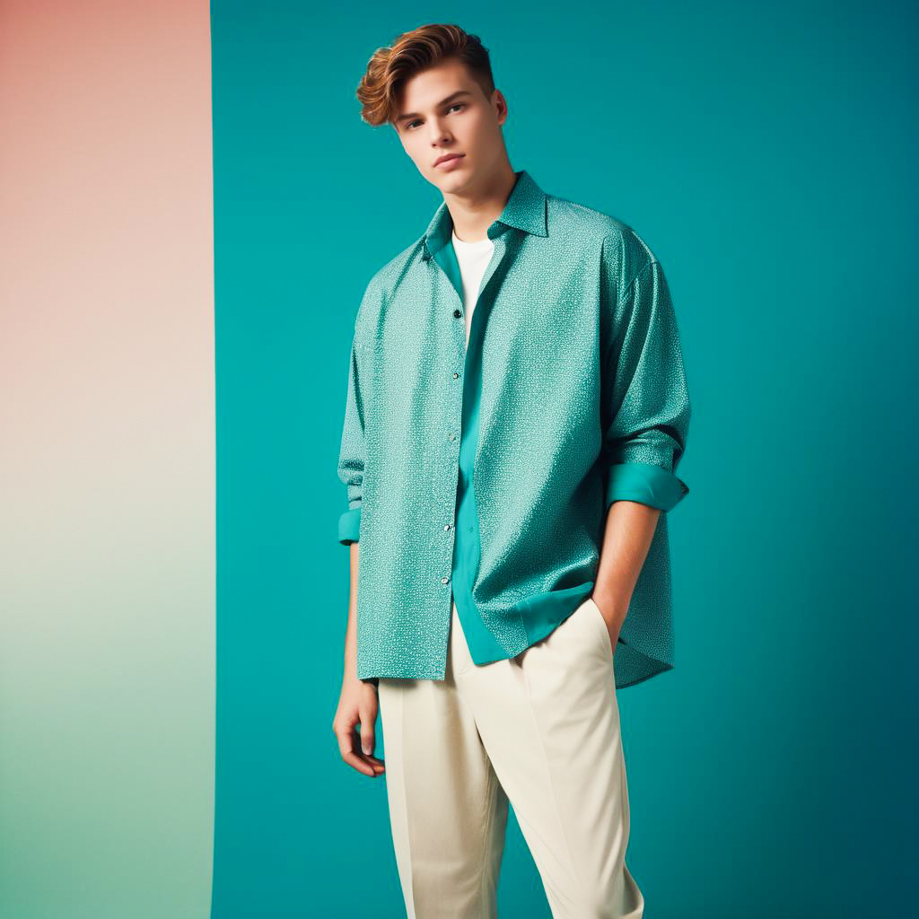 Stylish Young Man in Turquoise Shirt