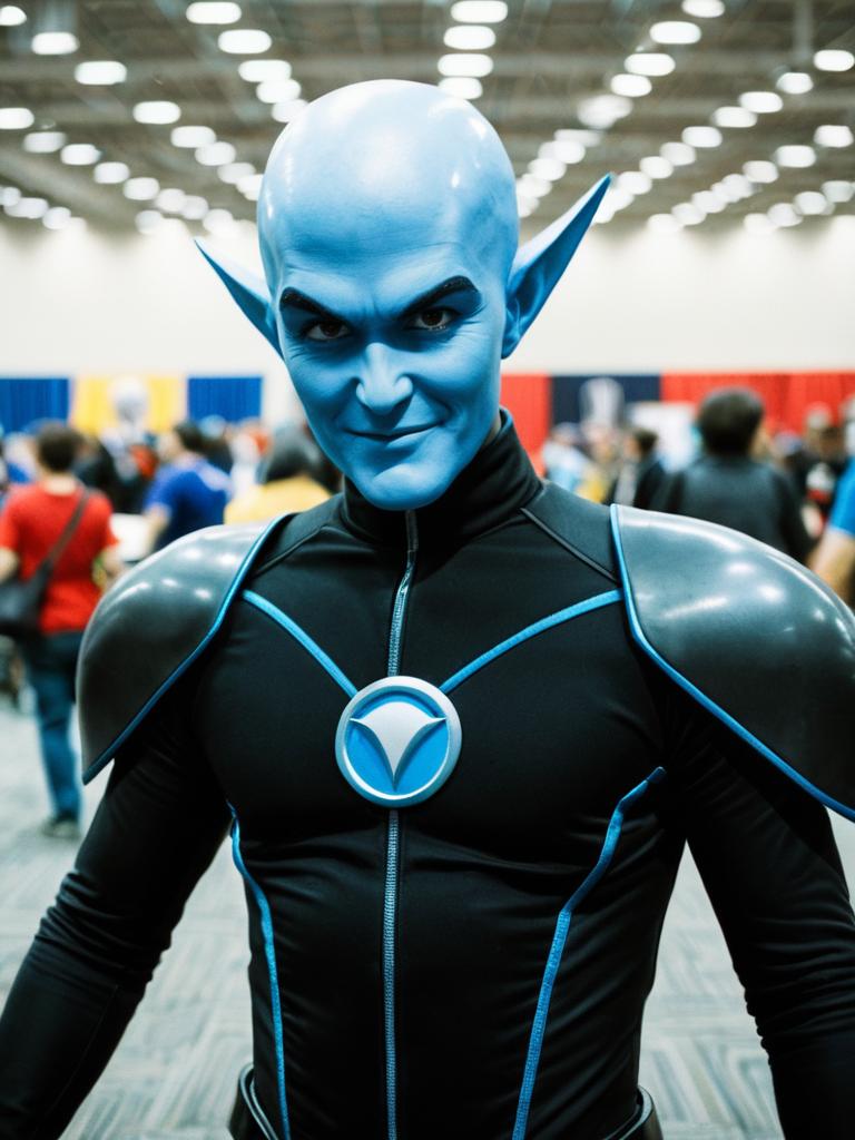 Man in Megamind Costume Candid Portrait at Comic Convention