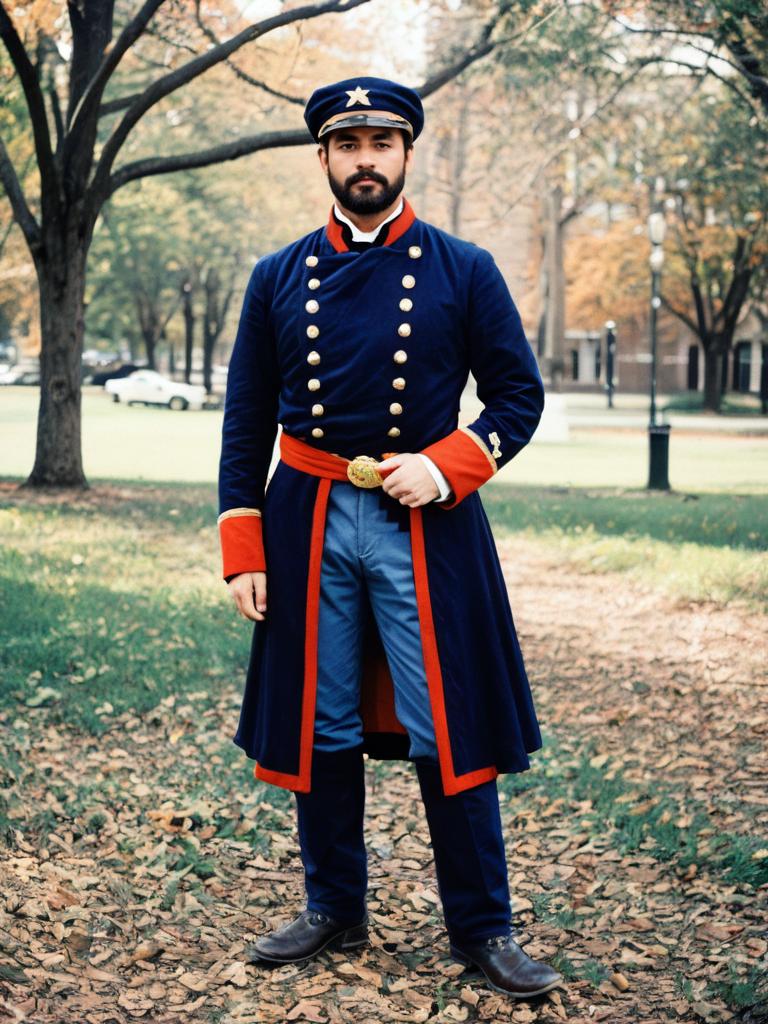 Man in Civil War Era Uniform Costume Full Body Photo