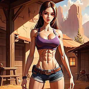 Fit Woman in Rustic Western Setting