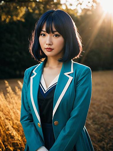Cosplay Woman in Yoshiko Tsushima Yohane Costume Outdoors