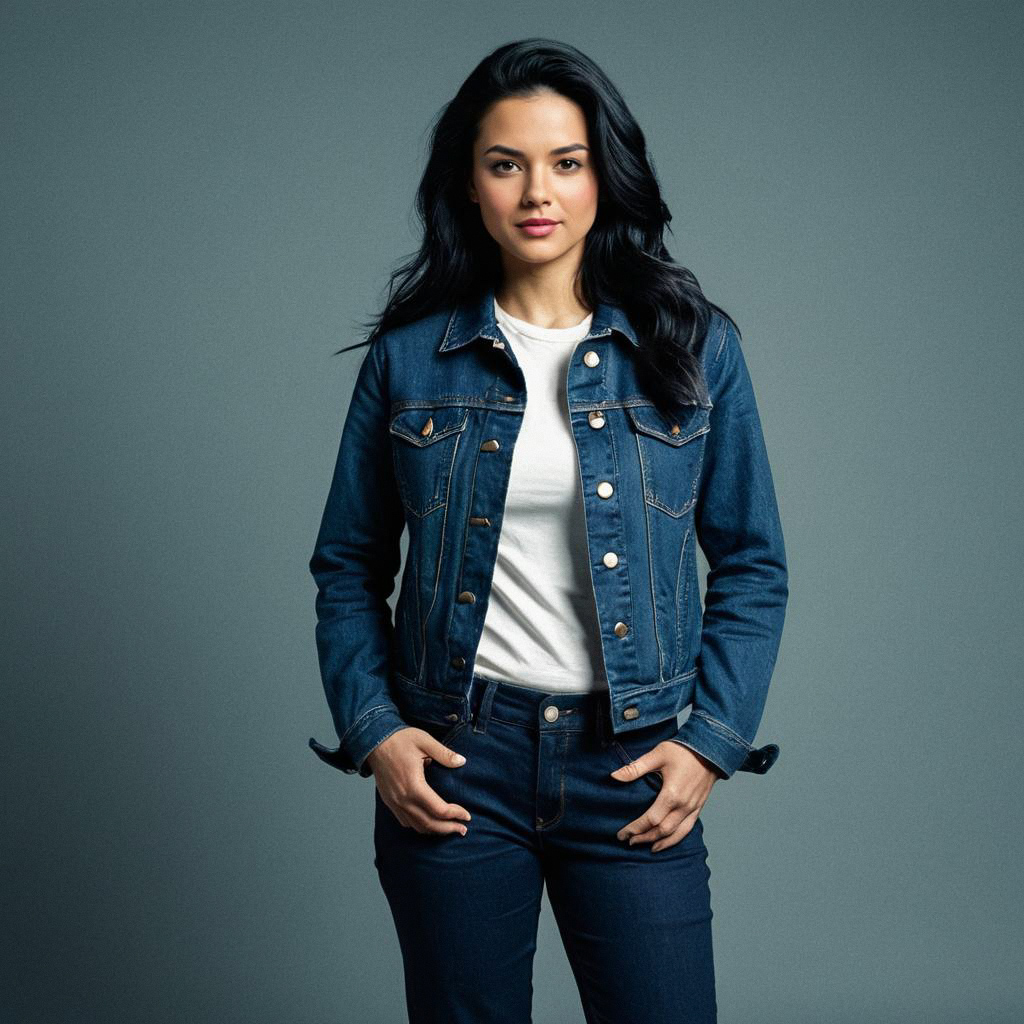 Confident Woman in Denim Jacket and Jeans Confident Woman in Denim Jacket and Jeans