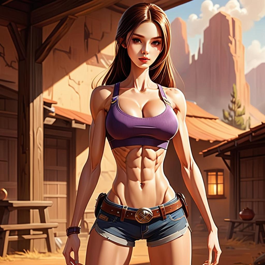 Fit Woman in Rustic Western Setting