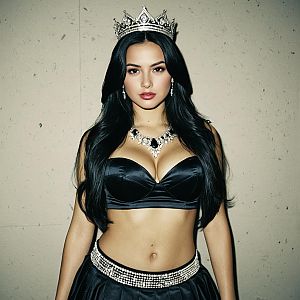 Confident Woman in Glamorous Beauty Queen Costume