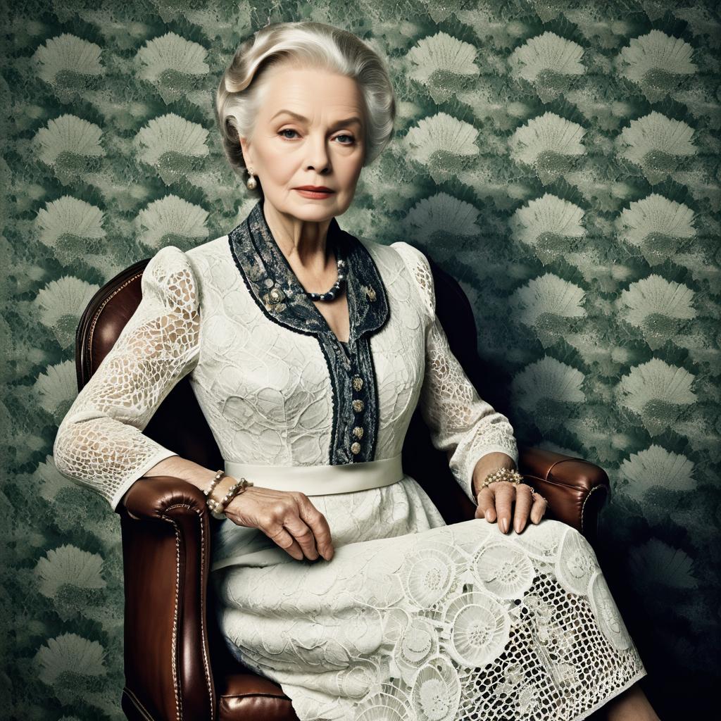 Elegant Woman in Vintage Lace Dress