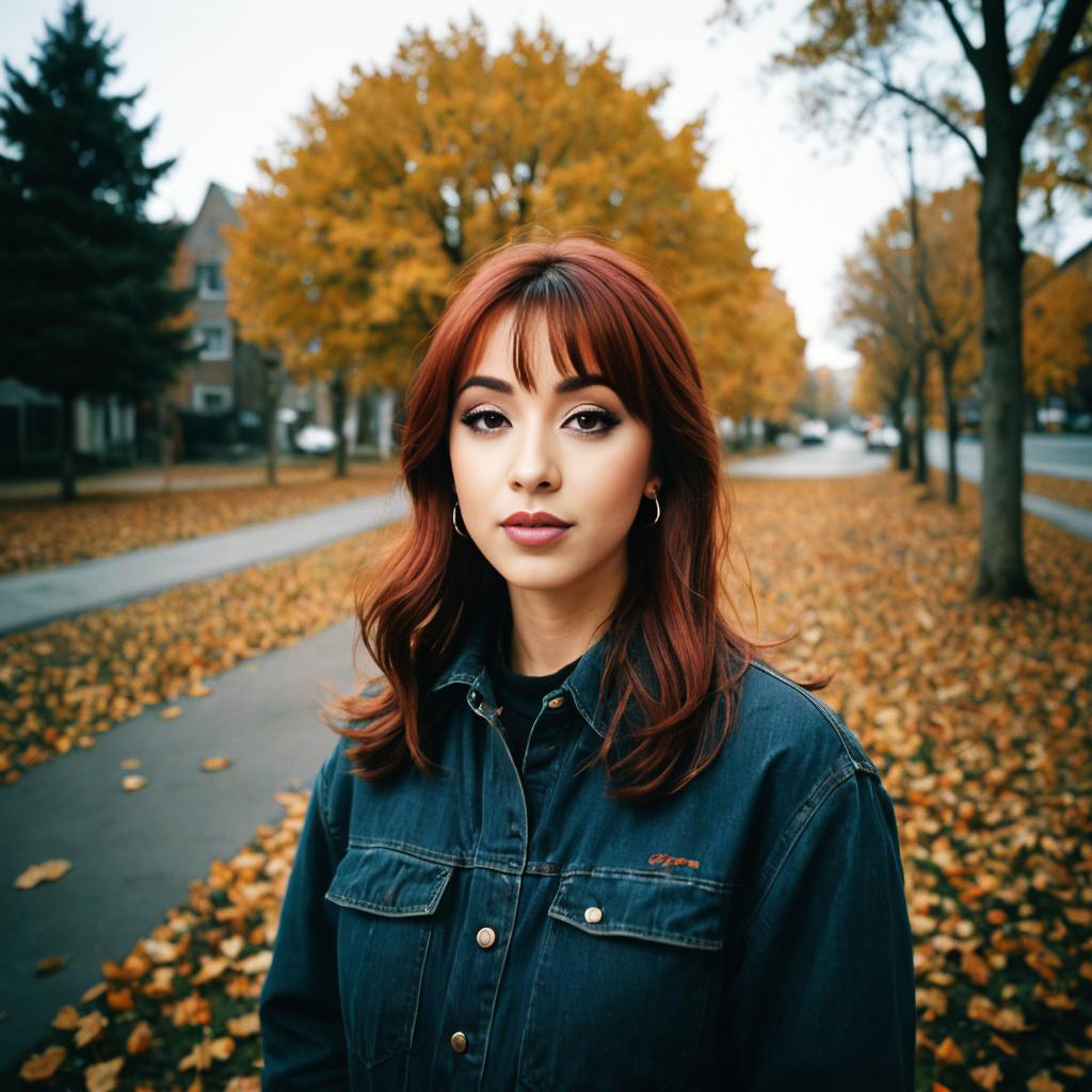 Confident Woman in Autumn Landscape