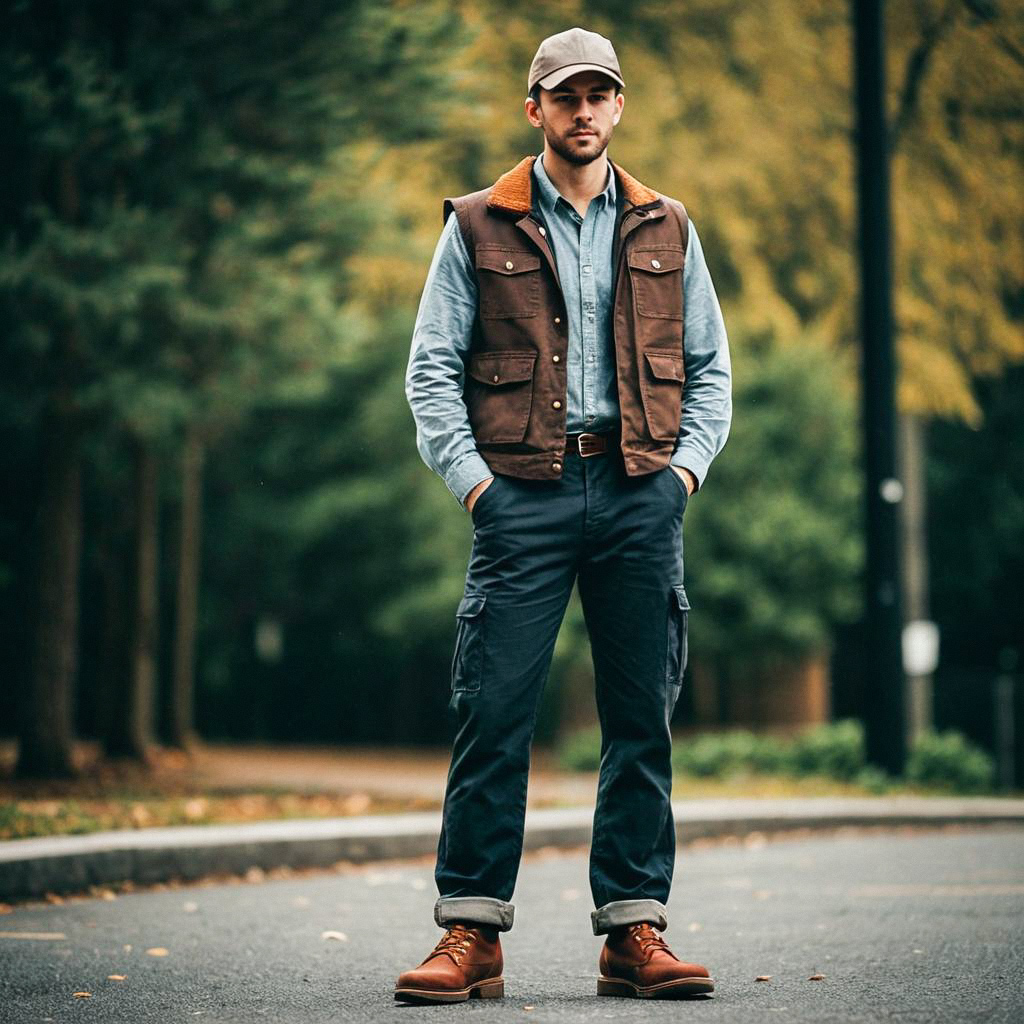Man in Casual Workwear on Outdoor Path Man in Casual Workwear on Outdoor Path