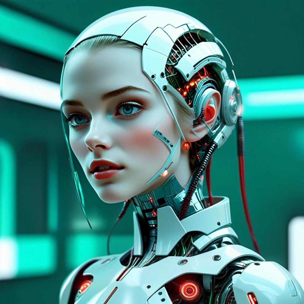 Futuristic Woman Cyborg with Advanced Robotics and Cybernetic Design