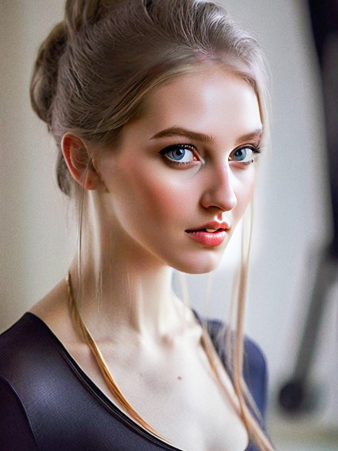 Elegant Young Woman with Blue Eyes