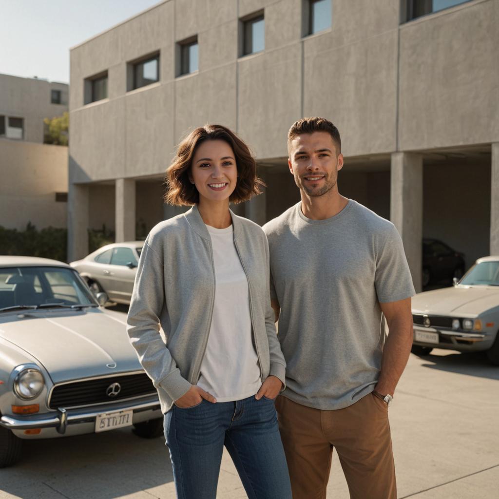 Smiling Couple with Vintage Car