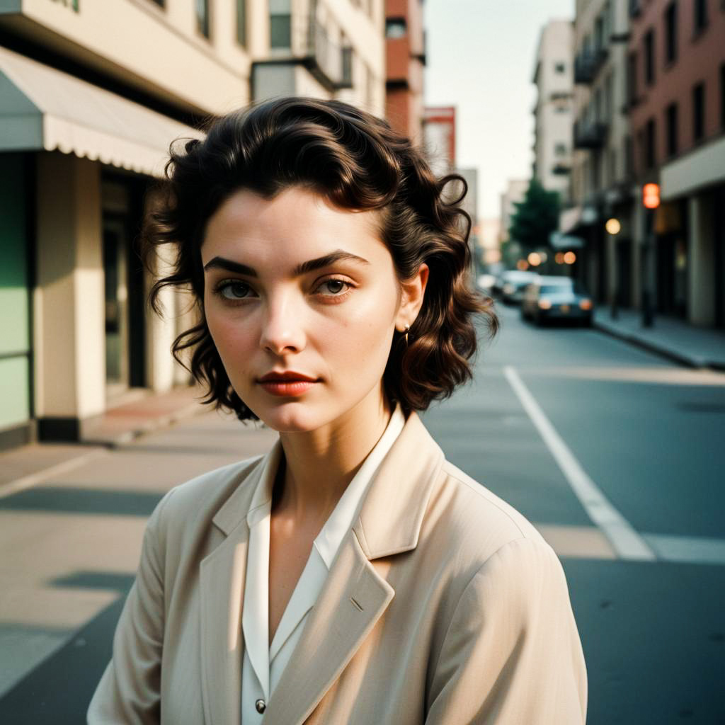 Chic Young Woman in Urban Setting