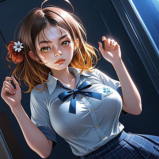 Hanami Ume Anime Style Young Woman in School Uniform Illustration