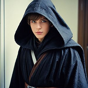 Young Man in Dark Hooded Robe - Fantasy Portrait