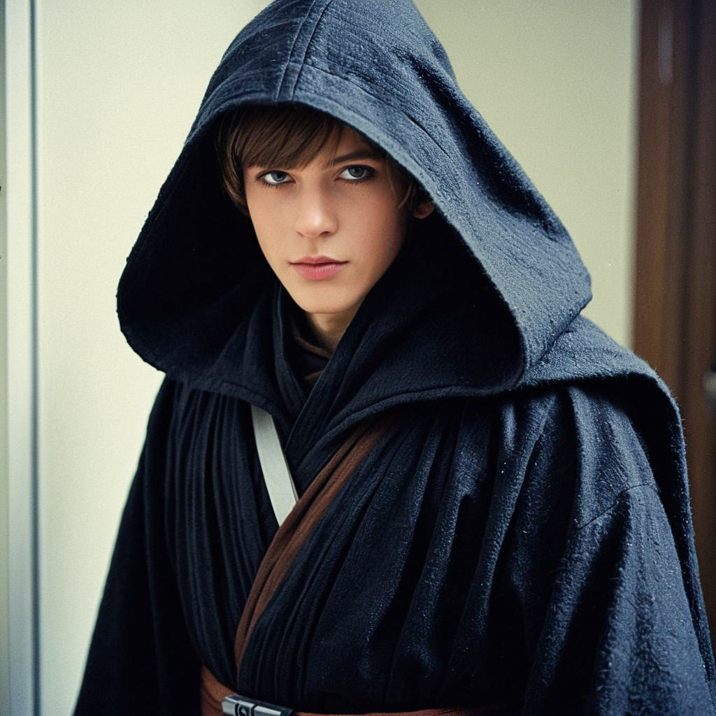 Young Man in Dark Hooded Robe - Fantasy Portrait