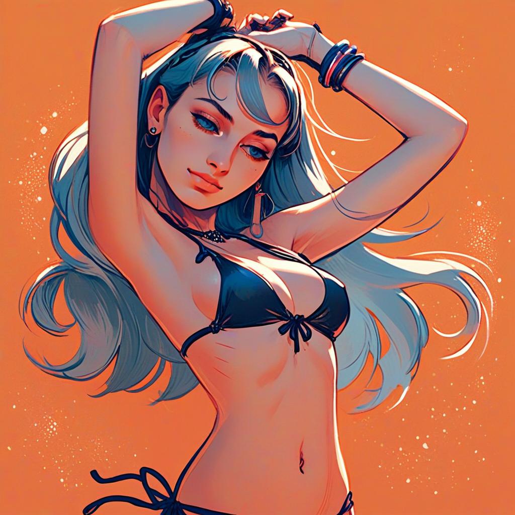 Confident Woman with Blue Hair in Bikini Confident Woman with Blue Hair in Bikini