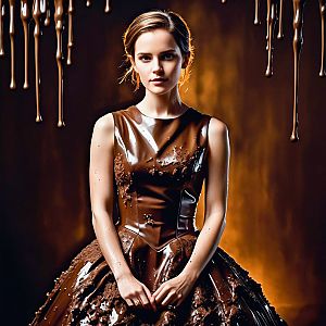 Elegant Woman in Chocolate Gown