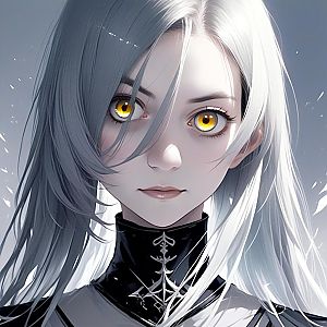 Anime Portrait of a Young Woman with Amber Eyes