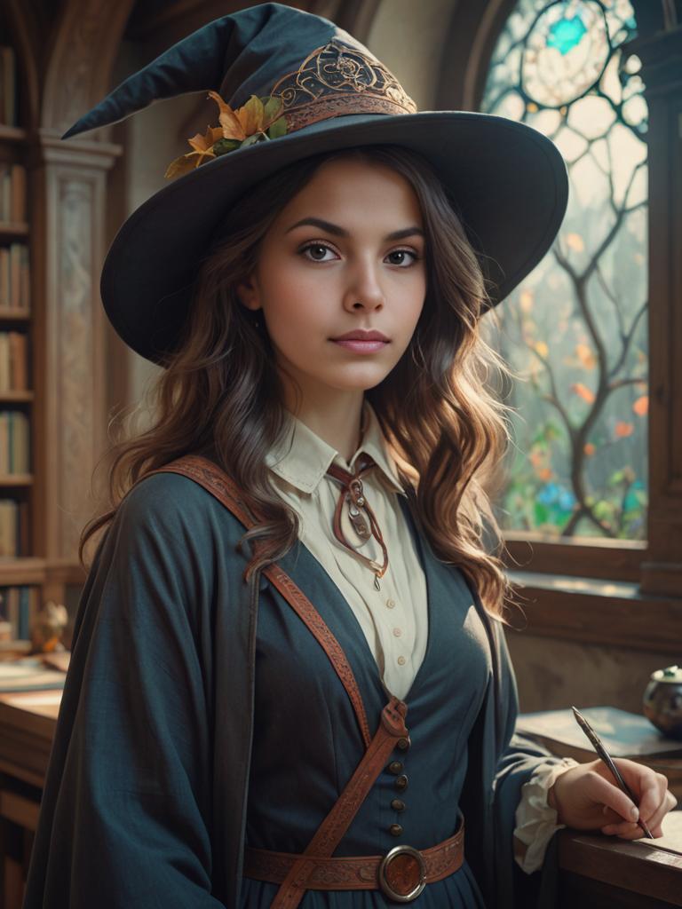 Elegant School Witch Portrait