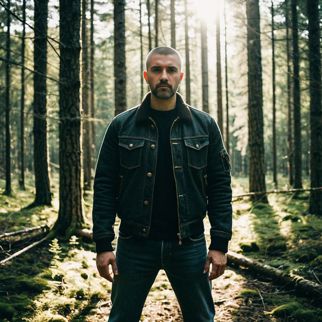 Confident Man in Forest