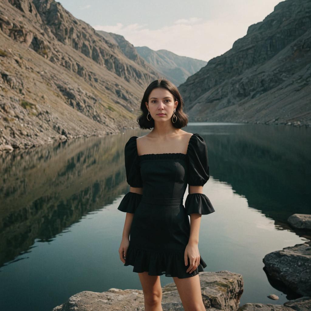 Confident Woman by Mountain Lake