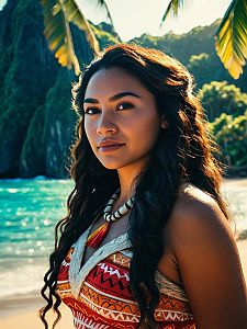 Confident Woman on Tropical Beach