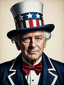 Elderly Man in Patriotic Costume