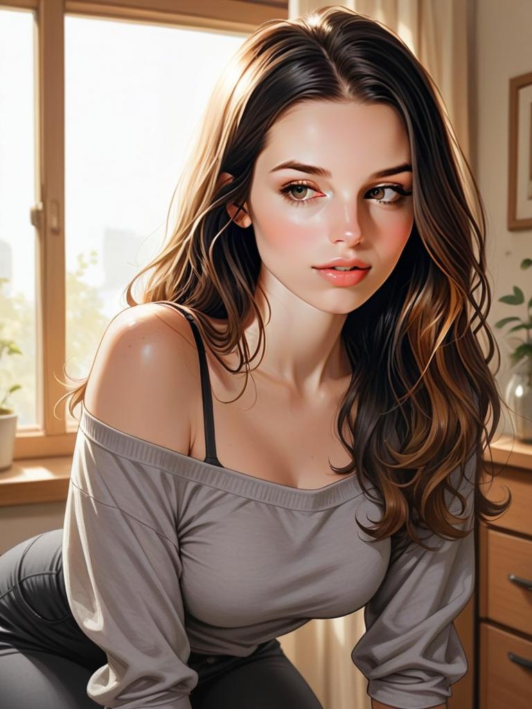 Portrait of a Young Woman in Casual Attire