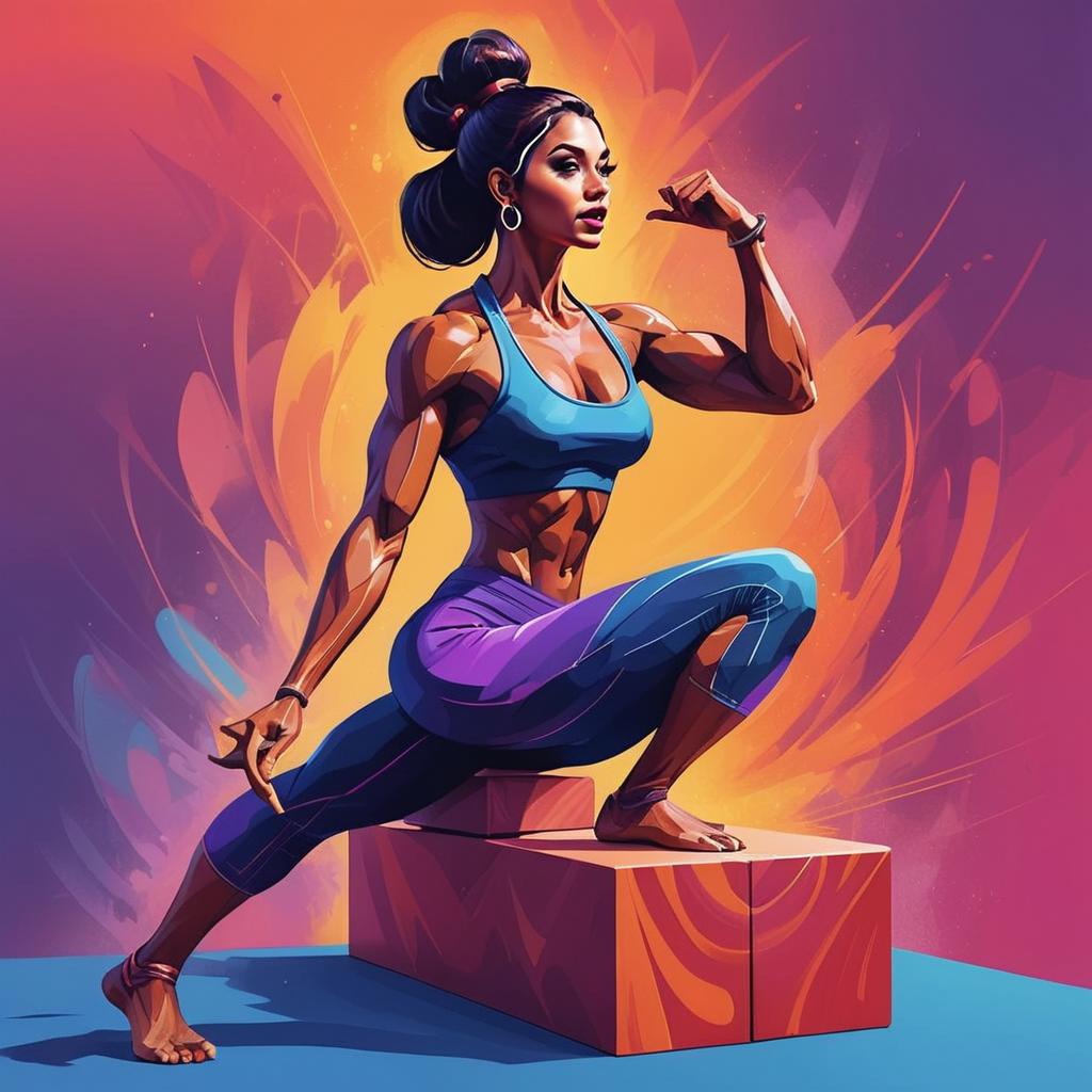 Athletic Woman in Powerful Yoga Pose