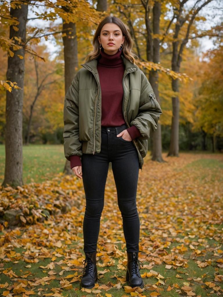 Confident Young Woman in Autumn Fashion