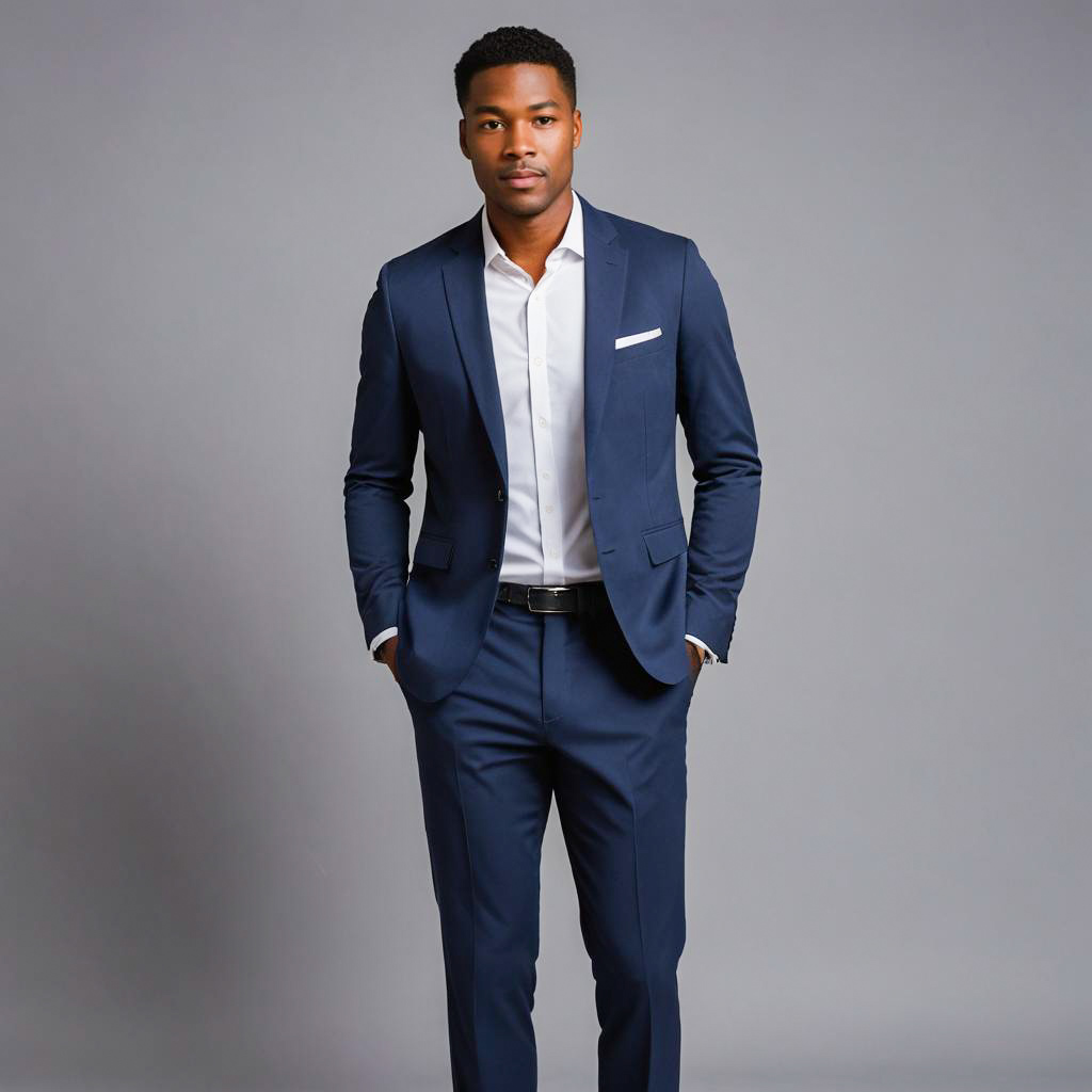 Dapper Young Man in Navy Suit