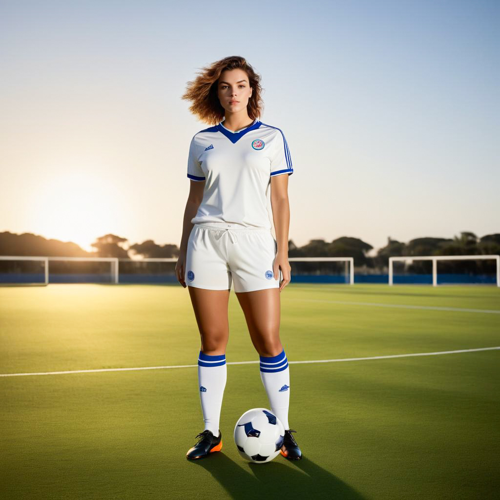 Confident Young Woman in Stylish Soccer Kit