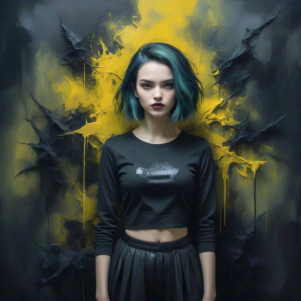 Bold Woman Against Vibrant Abstract Background Bold Woman Against Vibrant Abstract Background