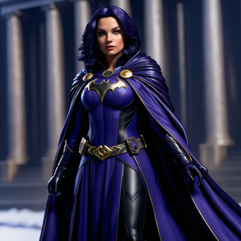 Female Superhero in Vibrant Purple Costume