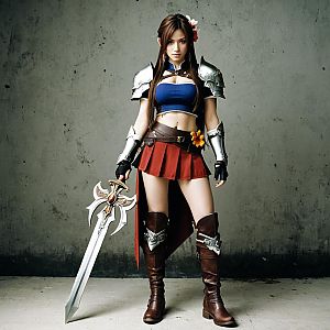 Tifa Lockhart Final Fantasy Costume Cosplay with Sword and Armor