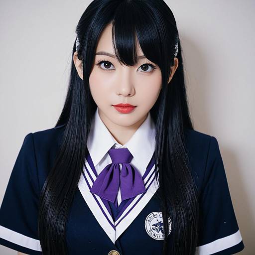 Aihara Mei in Traditional Japanese School Uniform Portrait