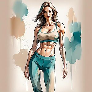 Fit Woman in Athletic Clothing with Abstract Background