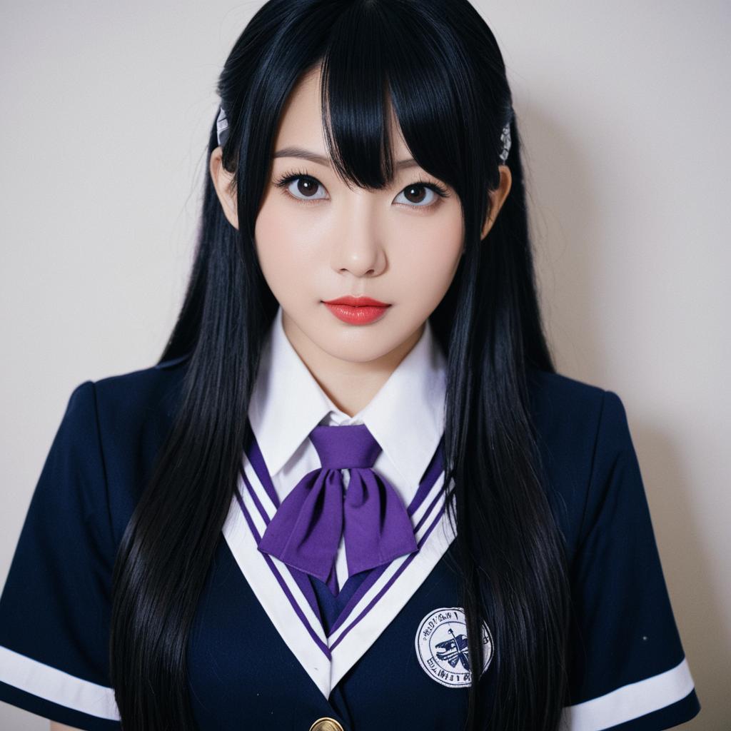 Aihara Mei in Traditional Japanese School Uniform Portrait
