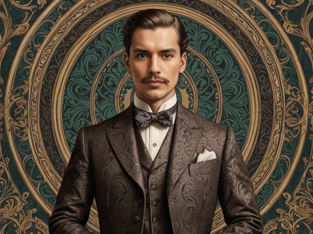 Dapper man in brown paisley suit