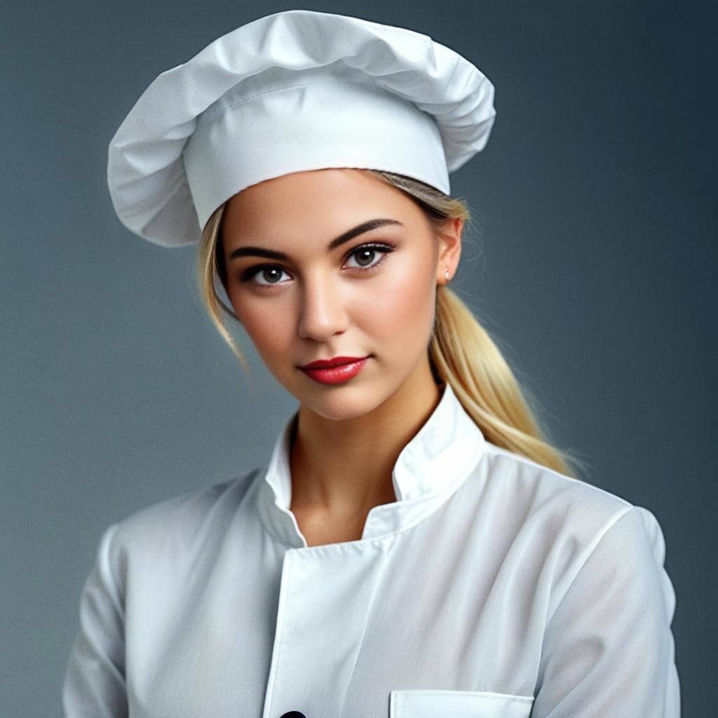 Young Woman Chef in Uniform