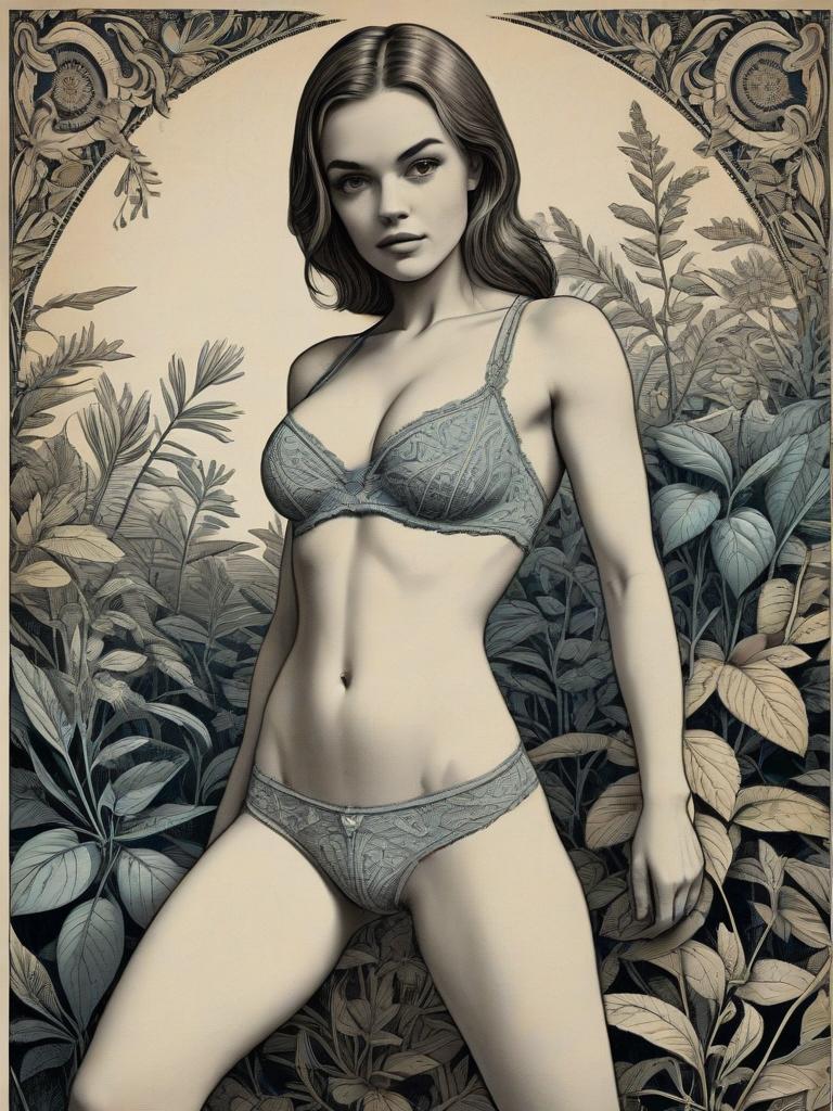 Confident Woman in Lush Foliage