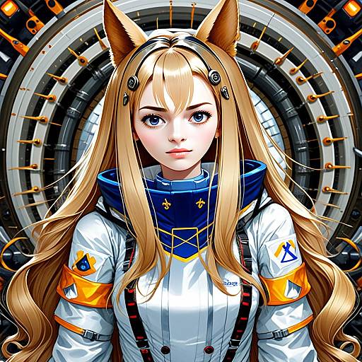 Archetto Arknights Anime Style Female Character with Fox Ears in Futuristic Outfit