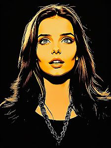Stylized Portrait of a Woman in Yellow and Black
